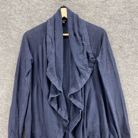 Theory Cardigan Women P Petite Blue Cotton Open Front Long Sleeve Casual Solid - Picture 3 of 9